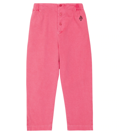 The Animals Observatory Kids' Camaleon Printed Cotton Pants In Pink