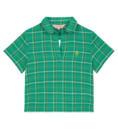 The Animals Observatory Kids' Kangaroo Checked Cotton Shirt In Green