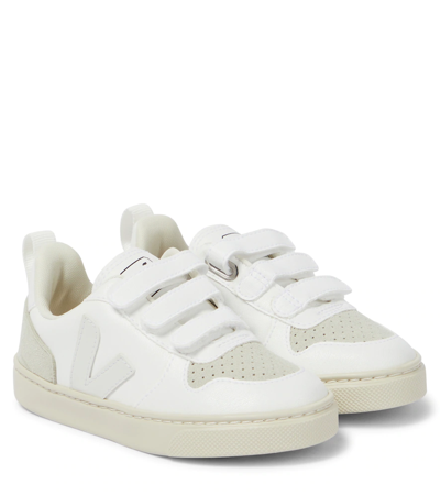 Veja Kids' V-10 Faux Leather Trainers In White Natural