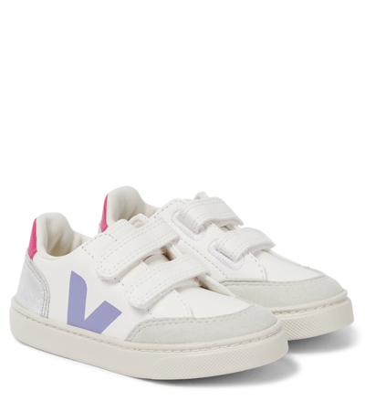 Veja Kids V-12 Panelled Leather Sneakers (it28-it35) In White