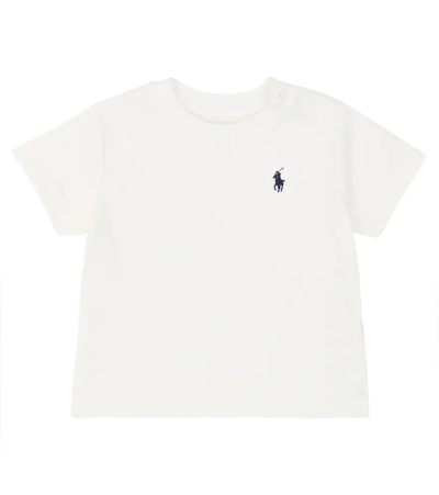 Polo Ralph Lauren Baby Logo Cotton Jersey T-shirt In Bianco
