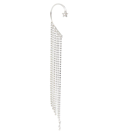 Jimmy Choo Crystal-embellished Single Ear Cuff In Silver/crystal