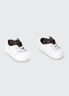 FENDI KID'S FF BEAR LEATHER LOW-TOP SNEAKERS, BABY