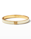 Tory Burch Kira Enamel 7mm Bracelet In Tory Gold Black