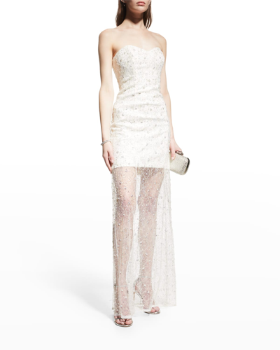 Aidan Mattox Strapless Embellished Illusion Gown In Ivory