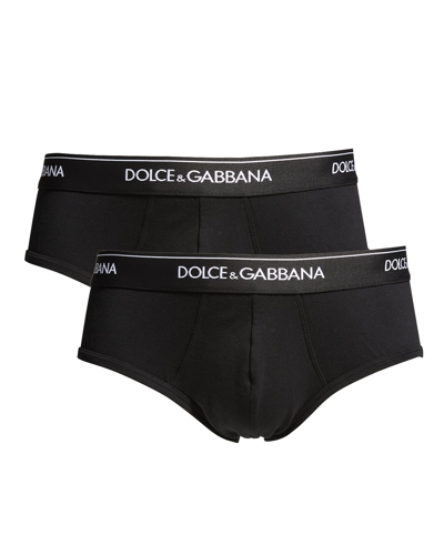 DOLCE & GABBANA MEN'S TWO-PACK JERSEY STRETCH LOGO BRIEFS