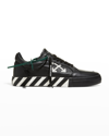 Off-white Men's Leather Low-top Vulcanized Diagonal Sneakers In Black White