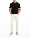 Theory Goris Tipped Collar Polo In Fine Bilen In Blackivory