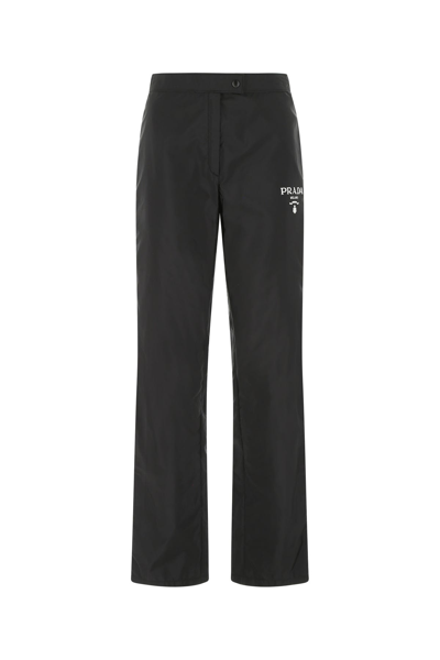 Prada Classic Zip-cuff Re-nylon Trousers In Black