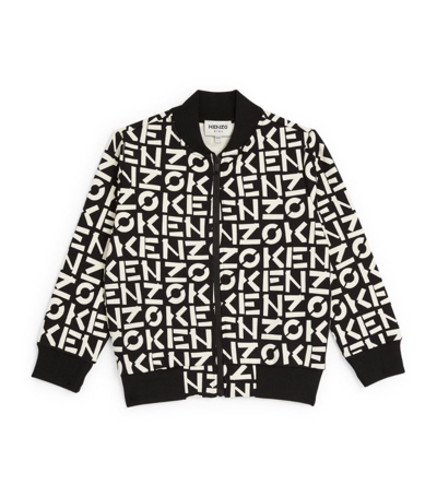 Kenzo All-over Logo Zip-up Jacket In Black