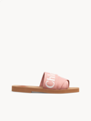 Chloé Woody Logo-print Canvas Slides In Delicate Pink