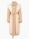 Chloé Convertible Belted Wool, Cotton-blend And Quilted Silk Coat In Pearl Beige