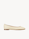 Chloé Lauren Scalloped-edge Leather Ballet Flats In Cloudy Cream