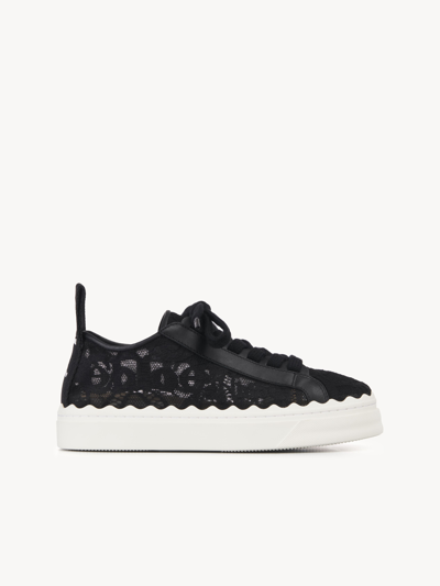 CHLOÉ LAUREN SNEAKER BLACK SIZE 5 100% POLYAMIDE, COTTON, BOVINE LEATHER