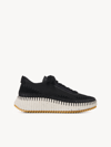 Chloé Nama Embroidered Suede And Recycled-mesh Sneakers In Noir