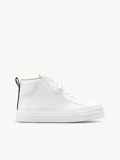 Chloé Lauren Scalloped Leather High-top Sneakers In White