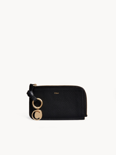 Chloé Porte-cartes Et Monnaie Alphabet En Cuir Grainé Femme Noir Taille Onesize 100% Cuir De Veau In Black