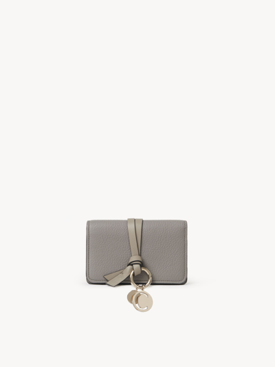 Chloé Porte-cartes Et Monnaie Alphabet En Cuir Grainé Femme Gris Taille Onesize 100% Cuir De Veau In Grey