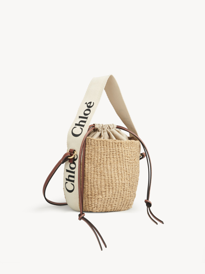 Chloé Petit Panier Woody En Fibres Naturelles Femme Blanc Taille Onesize 100% Papier