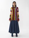 Chloé Fringed Bottom Crochet Sweater With Multicolor Motif In Multicolor 5