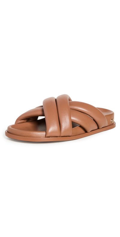 Anine Bing Lizzie Leather Slides In Brown