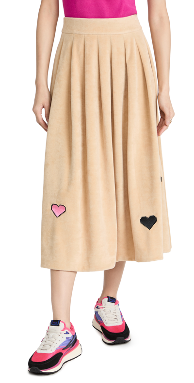 Natasha Zinko Heart-detail Pleated Skirt In Brown