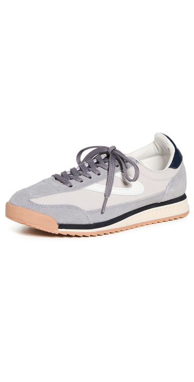 Tretorn A-rawlins Colorblock Suede Retro Sneakers In Gray/white
