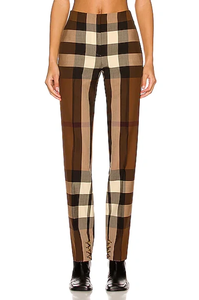 Burberry Aimie Check Button-hem Straight-leg Trousers In Brown