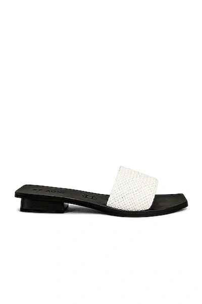 St. Agni Edi Woven Leather Slide Sandals In White