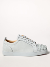 Christian Louboutin Louis Junior Spikes Cap-toe Suede Sneakers In Sky Blue