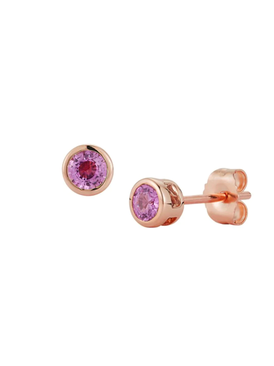 Nephora Women's 14k Rose Gold & Pink Sapphire Stud Earrings