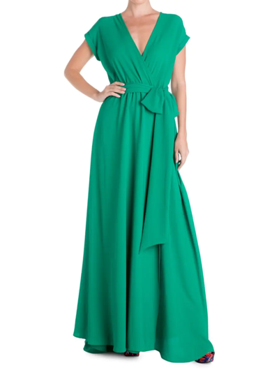 Meghan La Women's Jasmine Belted Maxi Dress In Emerald
