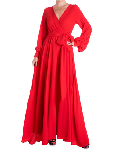 Meghan La Women's Lilypad Solid-hued Wrap Maxi Dress In Cherry
