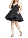 Mac Duggal Plus Sweetheart Womens Cocktail Short Fit & Flare Dress In Black