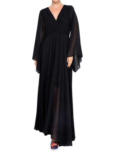 Meghan La Women's Sunset Angle Long Sleeve Maxi Dress In Black