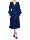 MEGHAN LA WOMEN'S LILYPAD SOLID-HUED MIDI WRAP DRESS