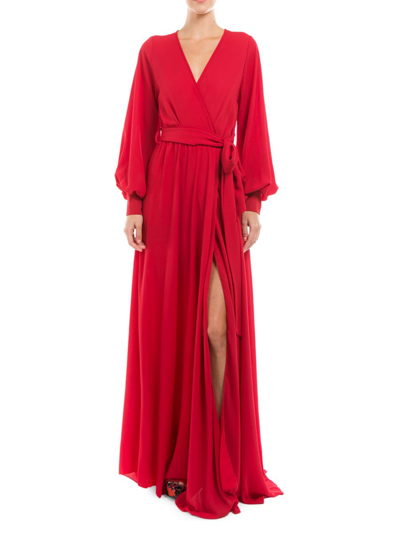 Meghan La Women's Venus Belted Maxi Dress In Cherry