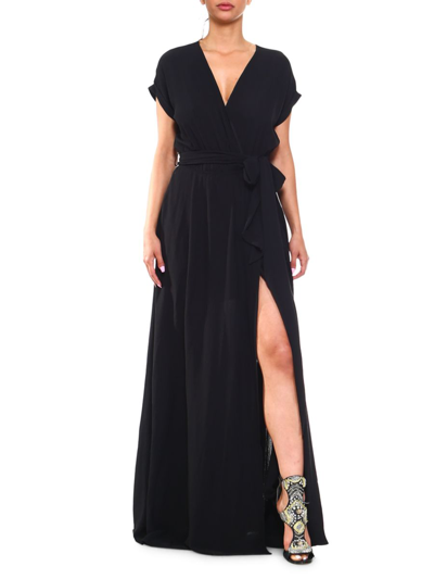 Meghan La Women's Jasmine Belted Maxi Dress In Black