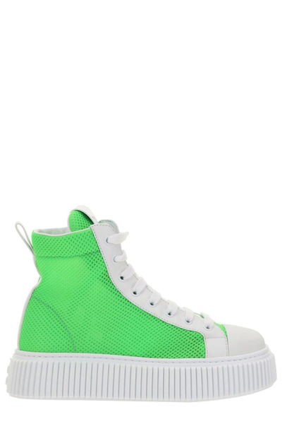 Miu Miu Women's Shoes High Top Trainers Sneakers In Green
