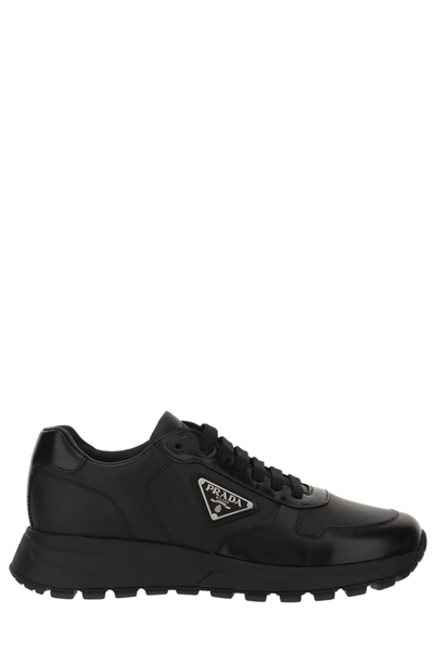 Prada Logo Plaque Prax 01 Sneakers In Black