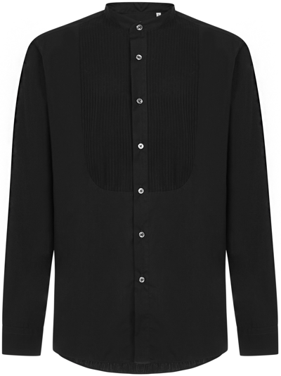 Low Brand Pleat-front Cotton Shirt In Black