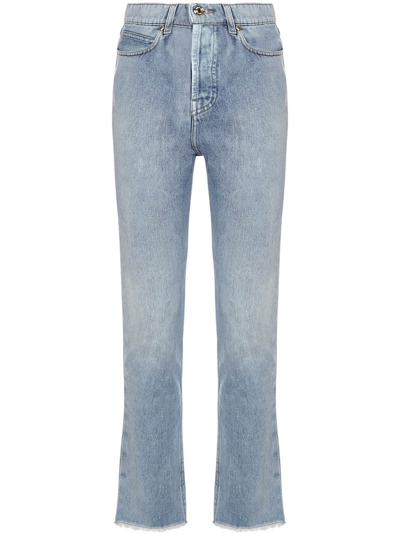 Alexandre Vauthier Crystal-embellished High-rise Straight-leg Jeans In Blue