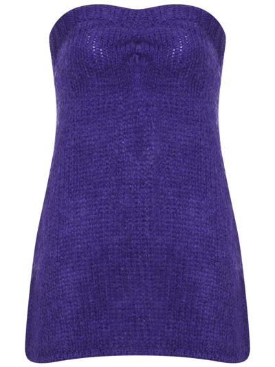 Laneus Knit Mohair Mini-dress In Purple