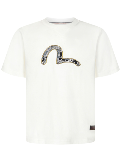 Evisu White Crewneck Logoed T-shirt