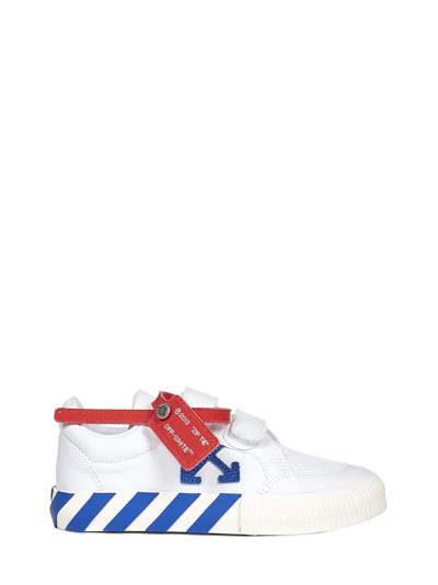 Off-white Boy's Arrow Stripe Leather Low-top Sneakers, Toddler/kids In White