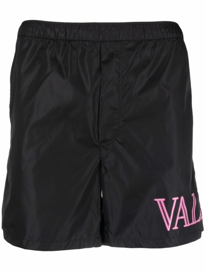 Valentino Neon Universe Print Swimsuit In Black
