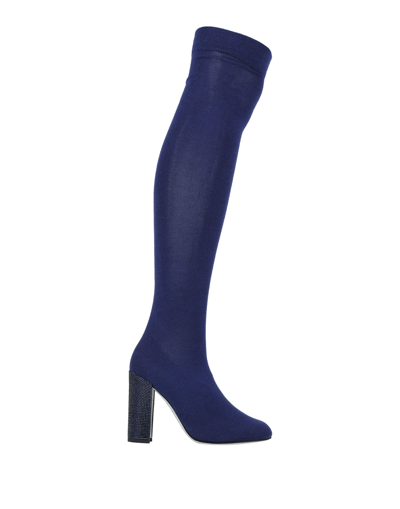 René Caovilla Knee Boots In Bright Blue