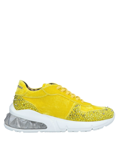 PHILIPP PLEIN PHILIPP PLEIN WOMAN SNEAKERS YELLOW SIZE 7 TEXTILE FIBERS