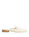 8 By Yoox Woven Raffia Penny Mules Woman Mules & Clogs Ivory Size 11 Polyethylene, Nylon, Soft Leath In White