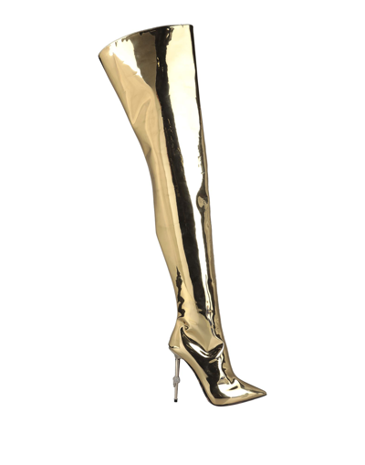 Philipp Plein Knee Boots In Gold
